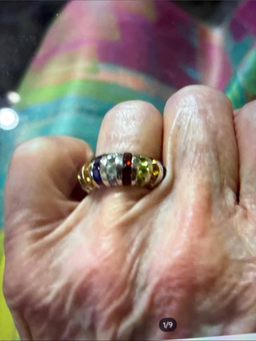 Source Unknown Gold Tone Multicolor Gemstone Band Ring